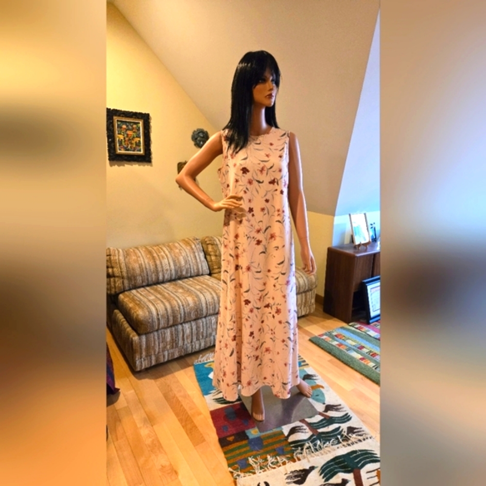 Pink, Floral, Maxi, Garden Party Dress